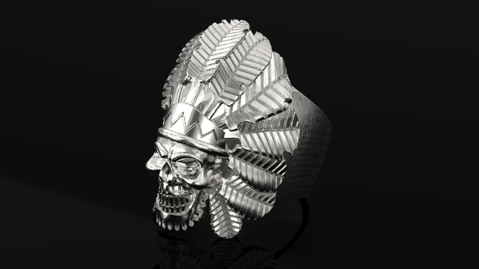 Skull ring Viking ring 3D print model_25
