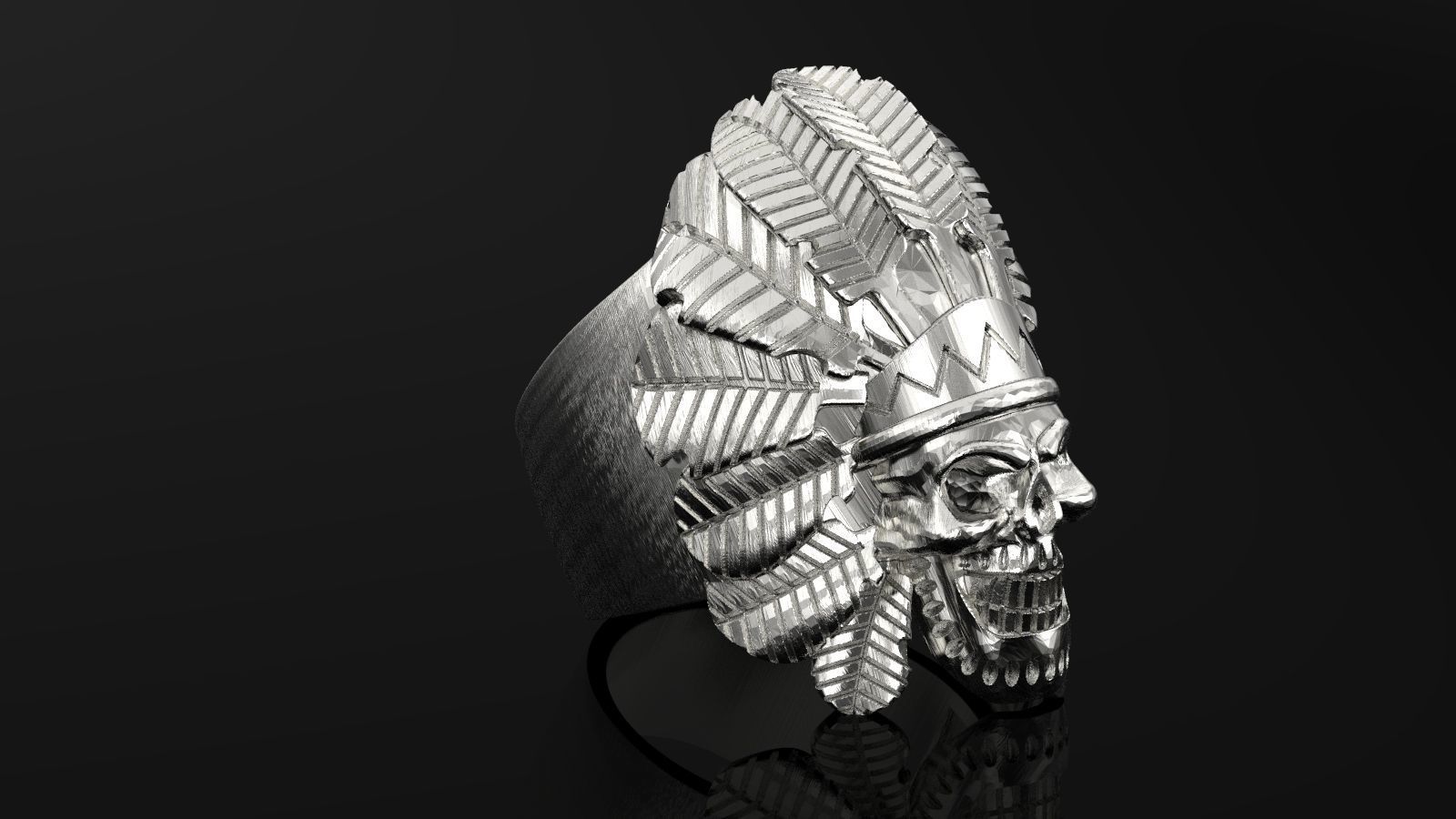 Skull ring Viking ring 3D print model_7