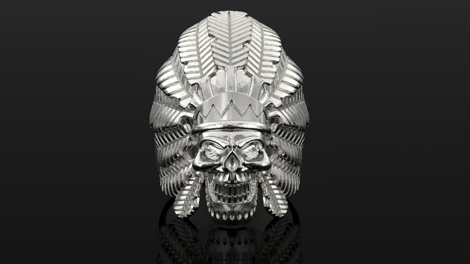 Skull ring Viking ring 3D print model_10