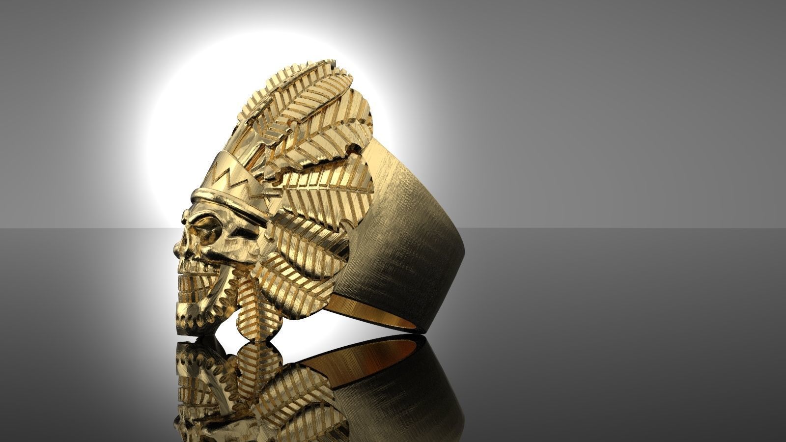 Skull ring Viking ring 3D print model_17