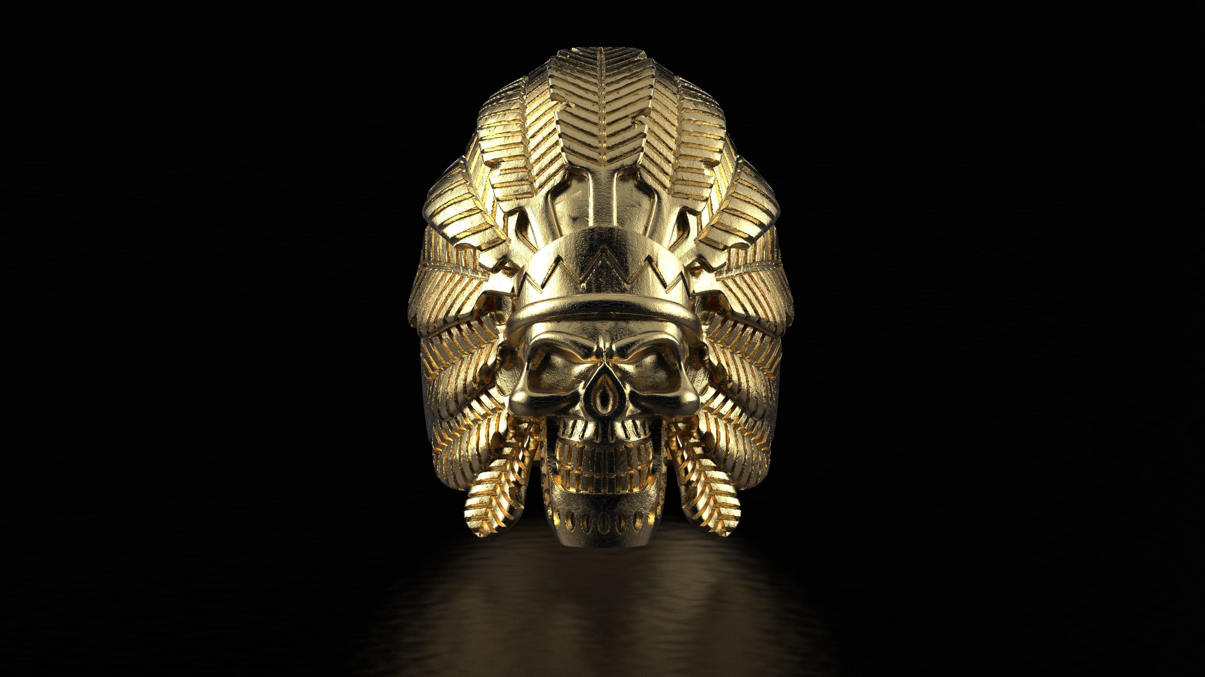 Skull ring Viking ring 3D print model_14