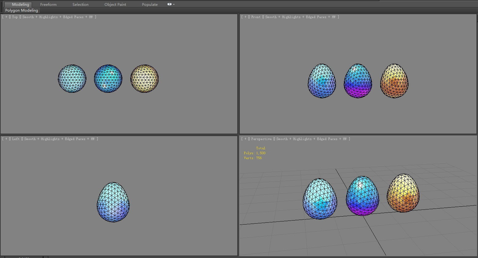 Cartoon Eggs with star pattern - golden egg - blue egg Low-poly 3D model_3