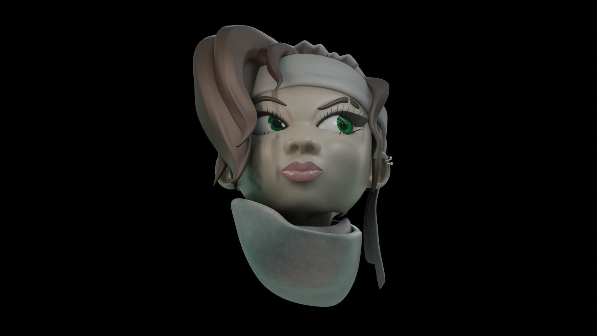 Stylized face girl 3D model_3
