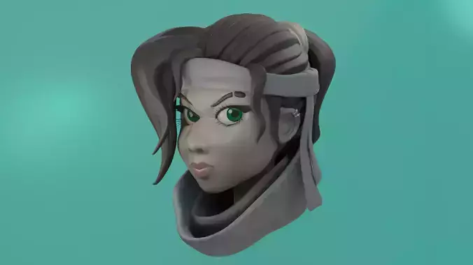 Stylized face girl 3D model