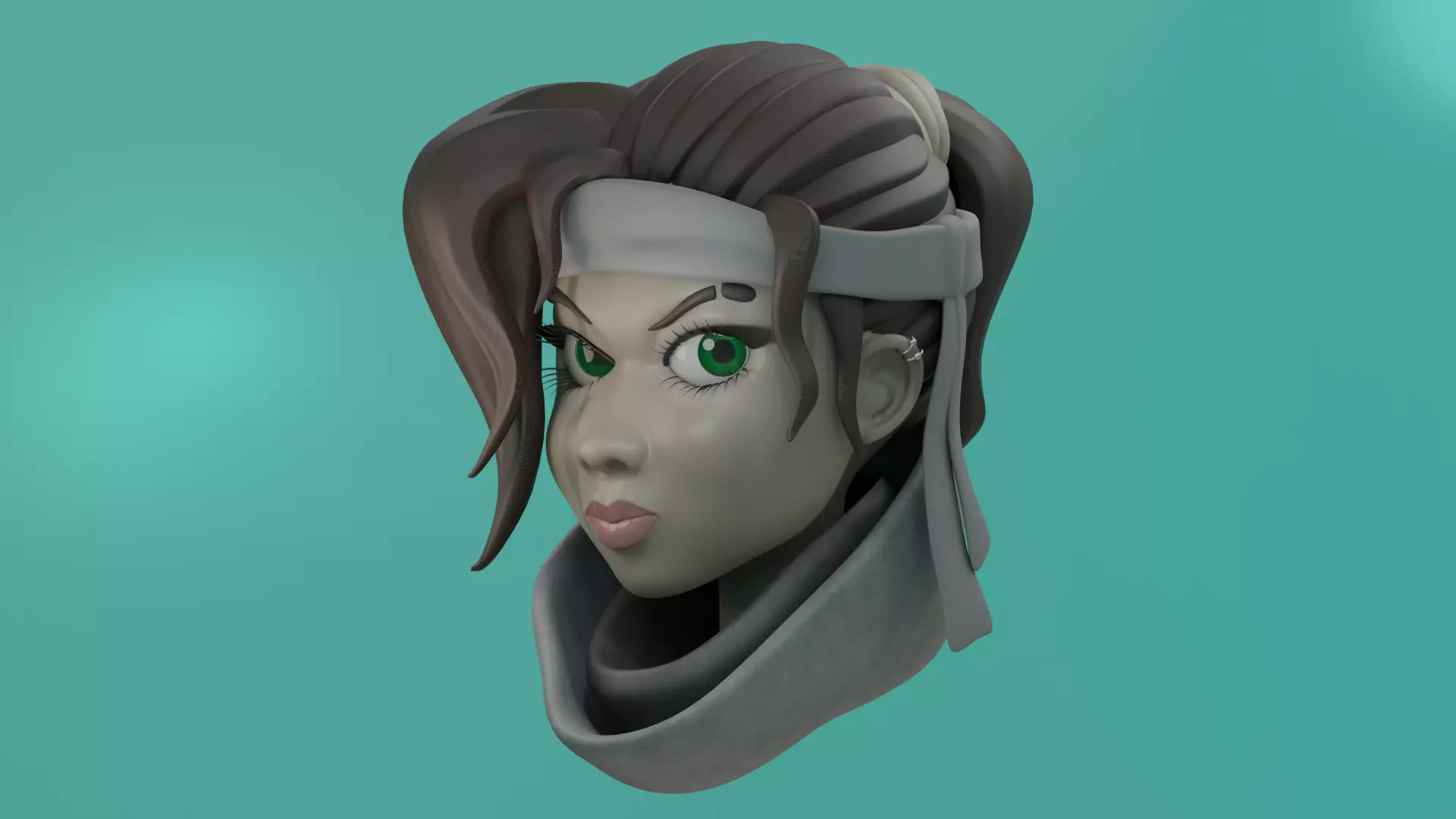 Stylized face girl 3D model_0