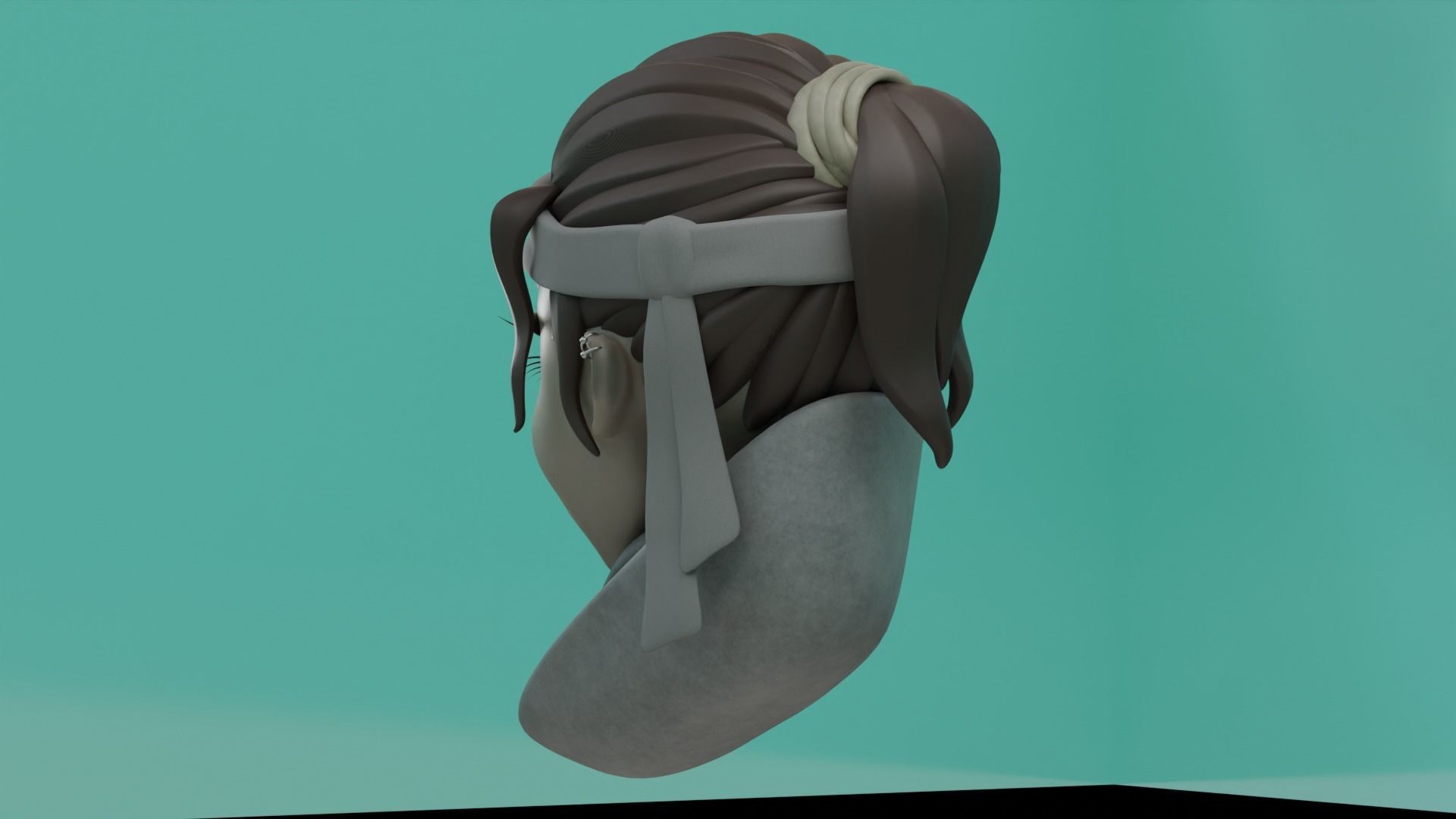Stylized face girl 3D model_2