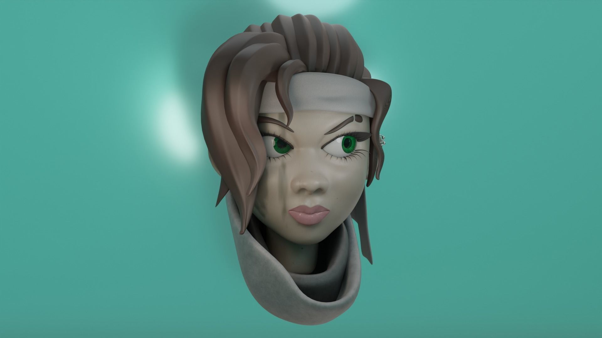 Stylized face girl 3D model_4