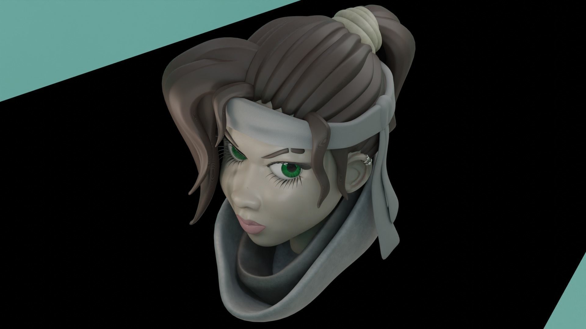 Stylized face girl 3D model_1