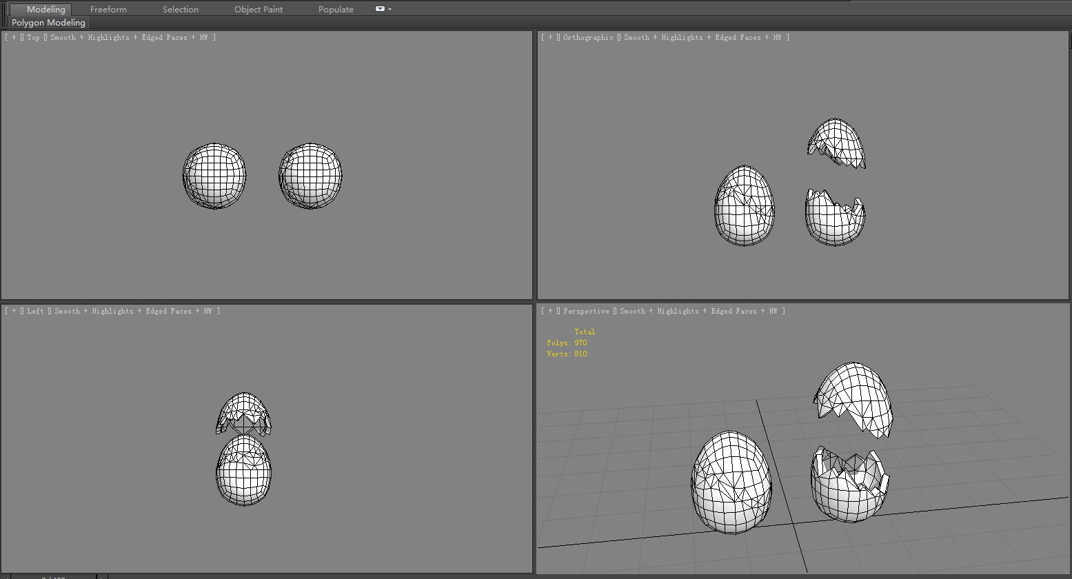 Cartoon pink egg with dot pattern - broken egg  Low-poly 3D model_5