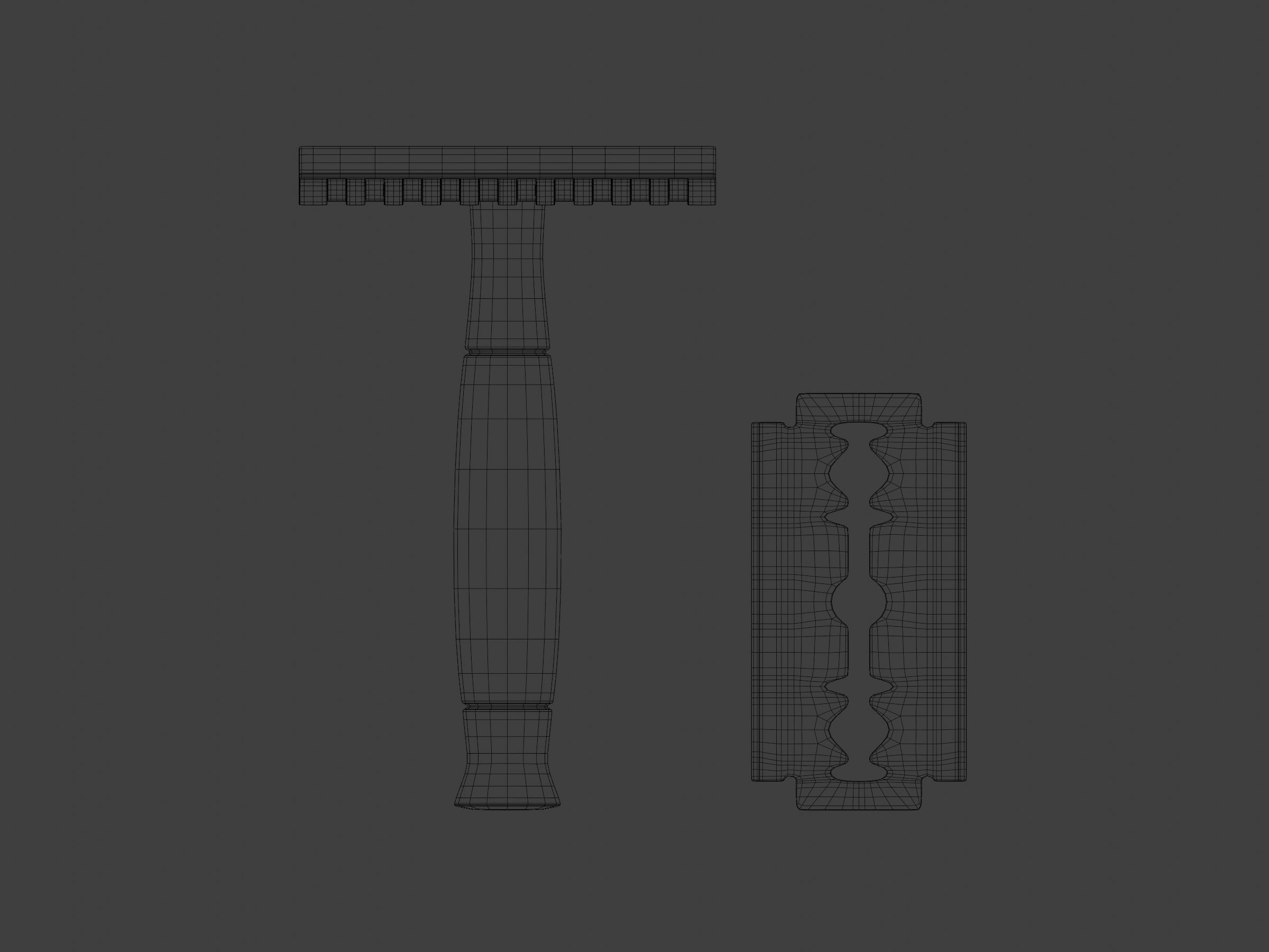 Vintage safety razor shaving and blade 3D model_10