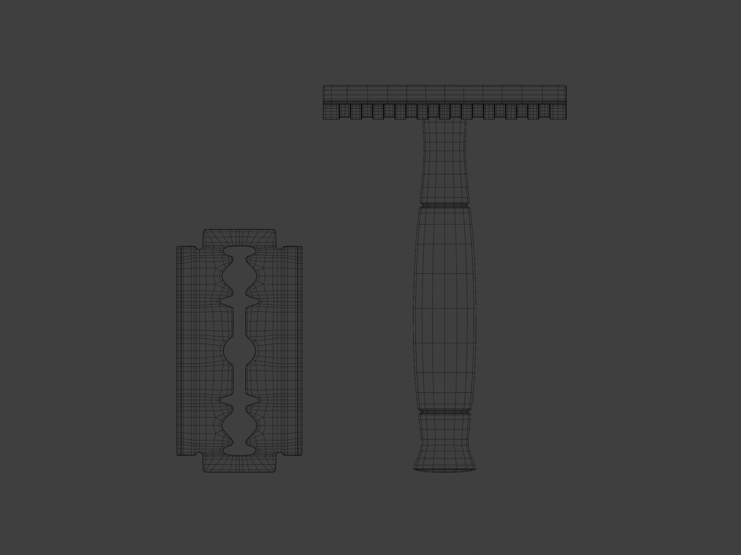 Vintage safety razor shaving and blade 3D model_12