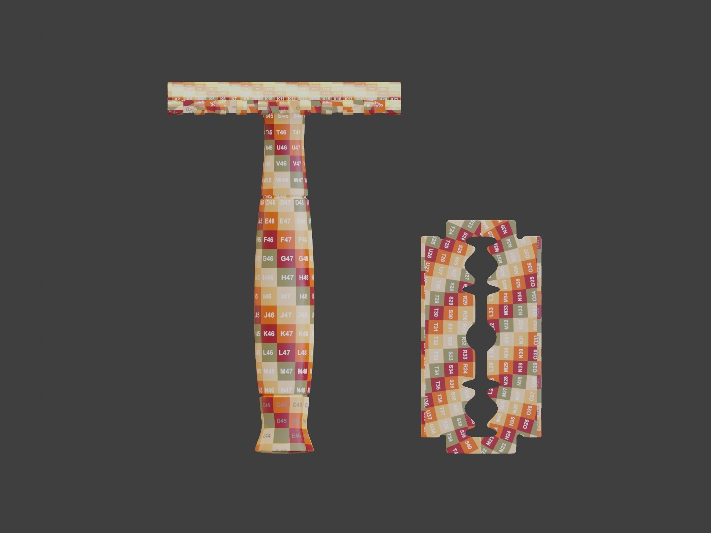 Vintage safety razor shaving and blade 3D model_16