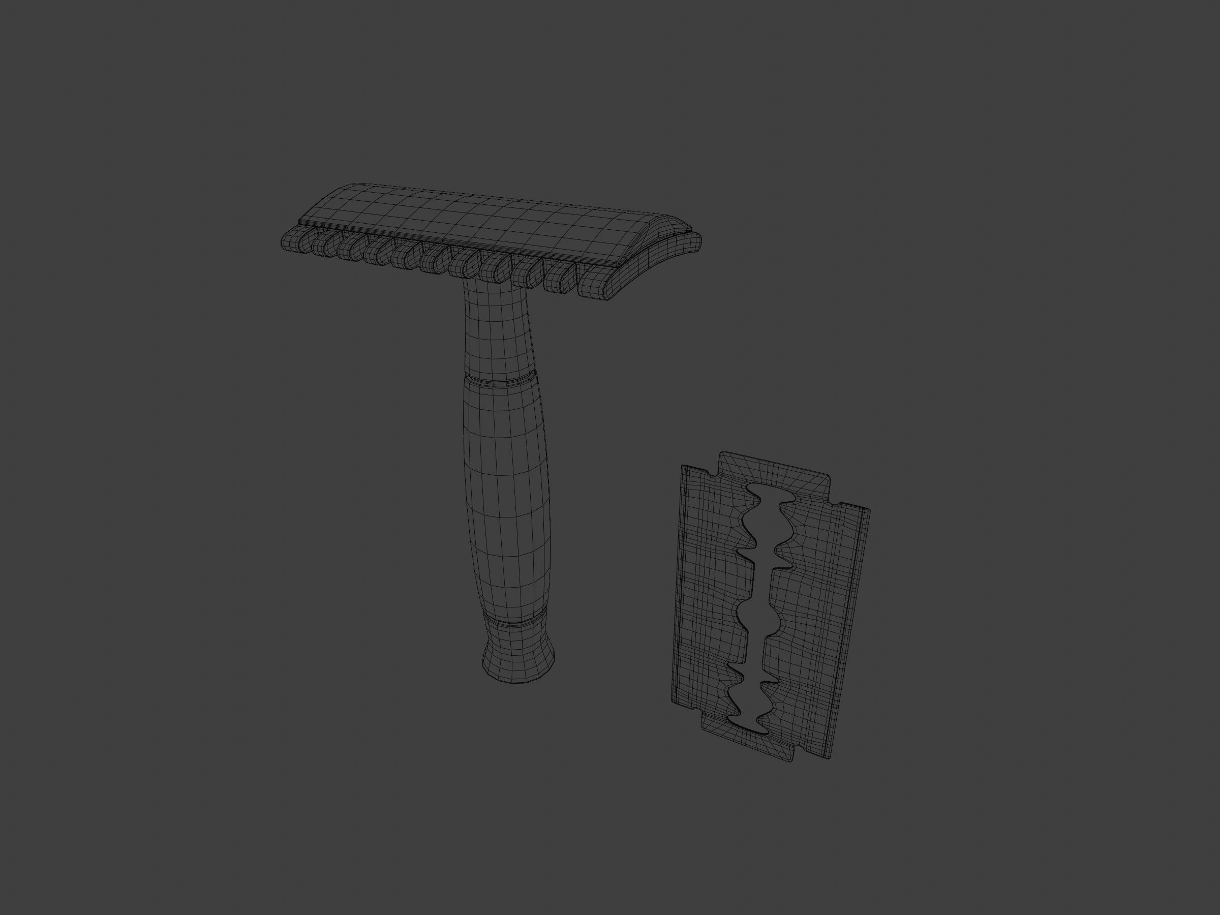 Vintage safety razor shaving and blade 3D model_15