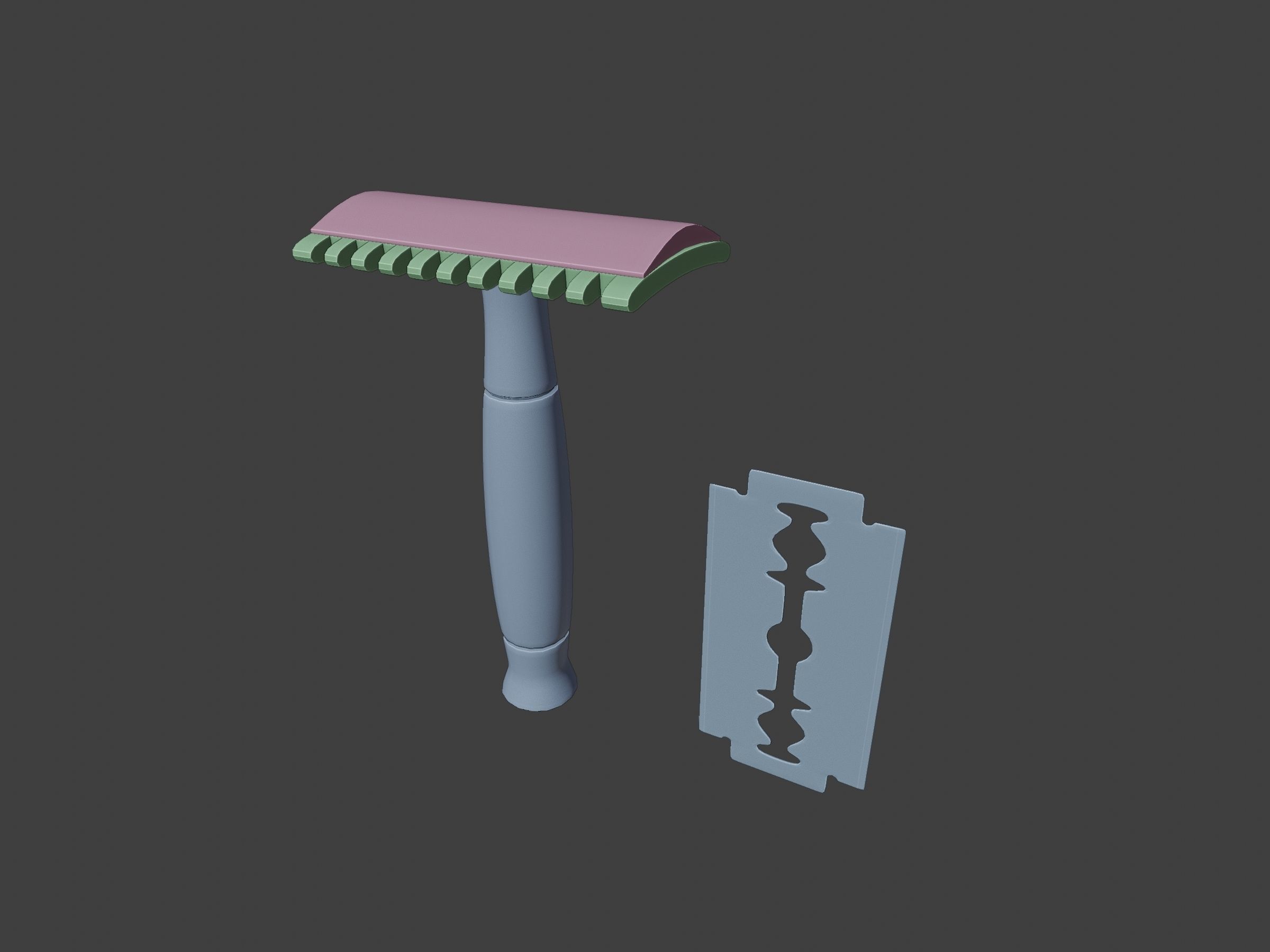 Vintage safety razor shaving and blade 3D model_9