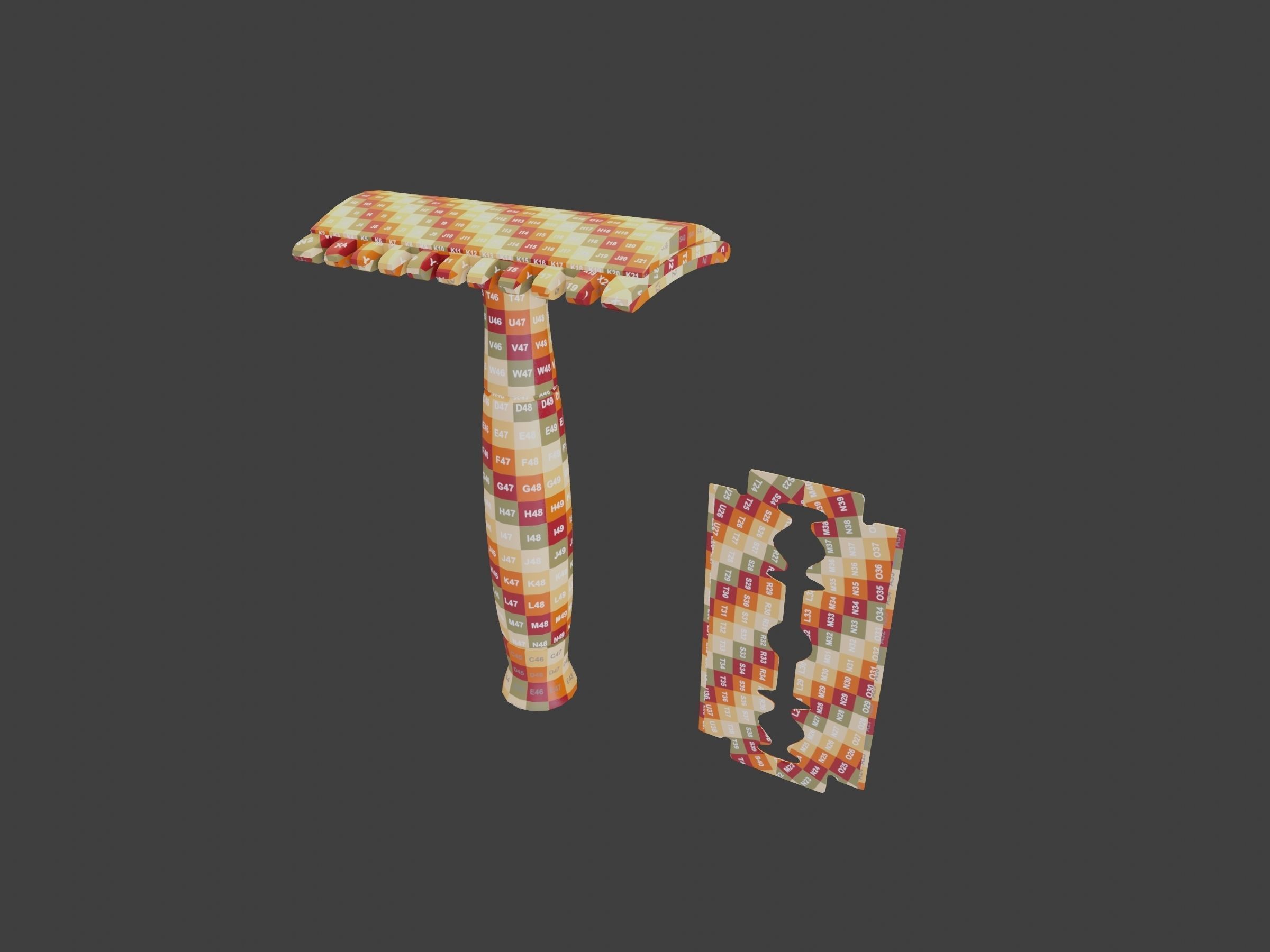 Vintage safety razor shaving and blade 3D model_21