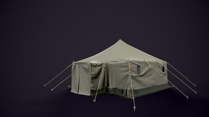 Military tent  Low-poly 3D model