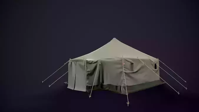 Military tent  Low-poly 3D model