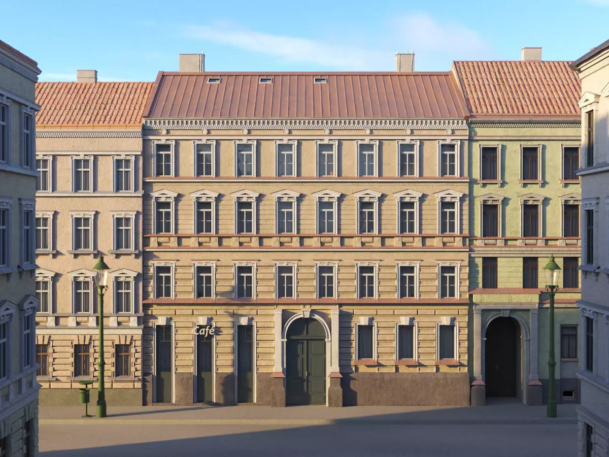 Street Facade Residantial Building Brown 3D model