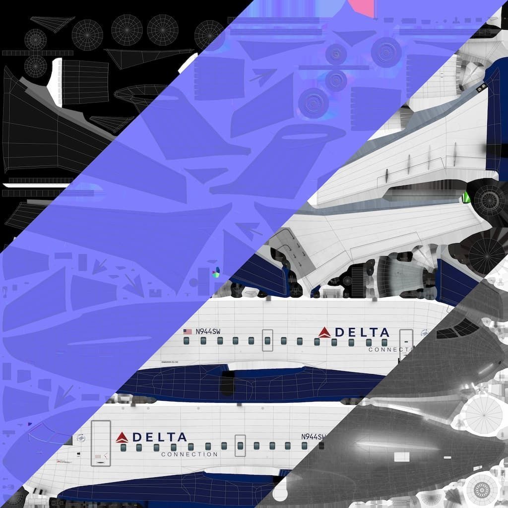 CRJ200 Delta Low-poly 3D model_12