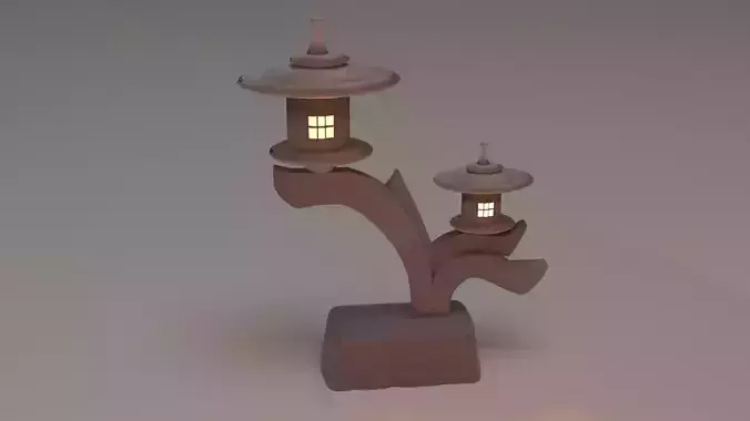 Japanese Granite Garden Ornaments Lamp Free low-poly 3D model