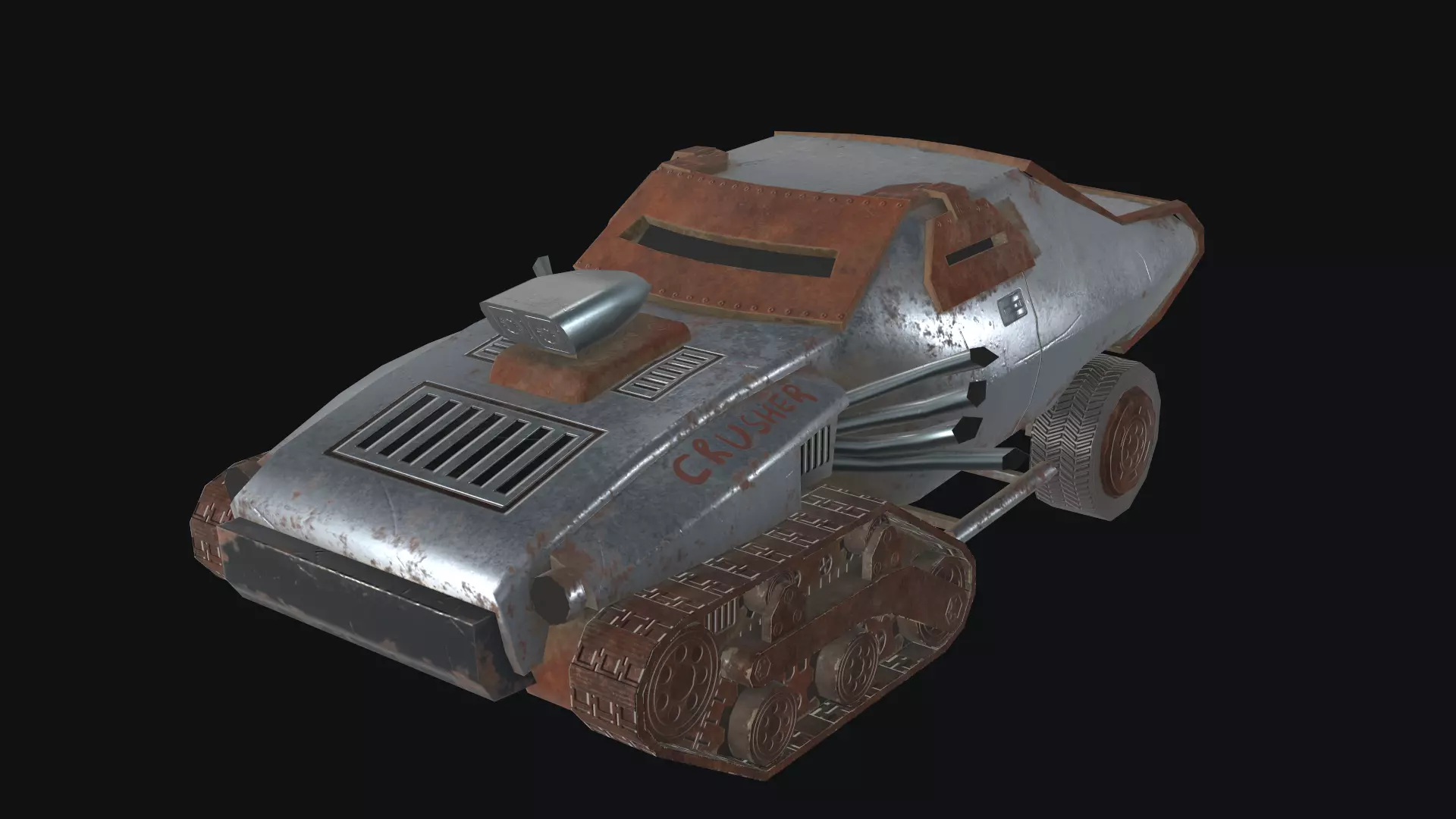 Postapocalypse derby crusher  Low-poly 3D model_0