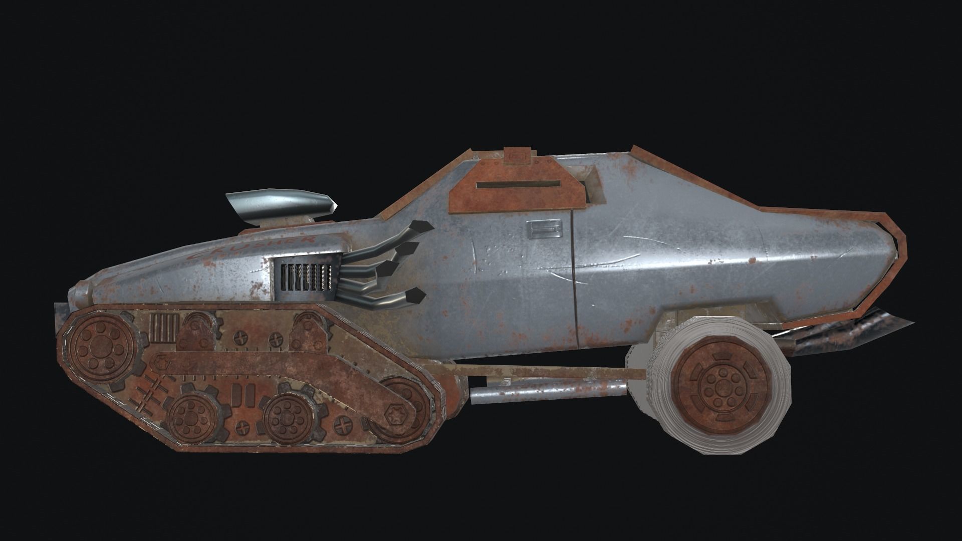 Postapocalypse derby crusher  Low-poly 3D model_5