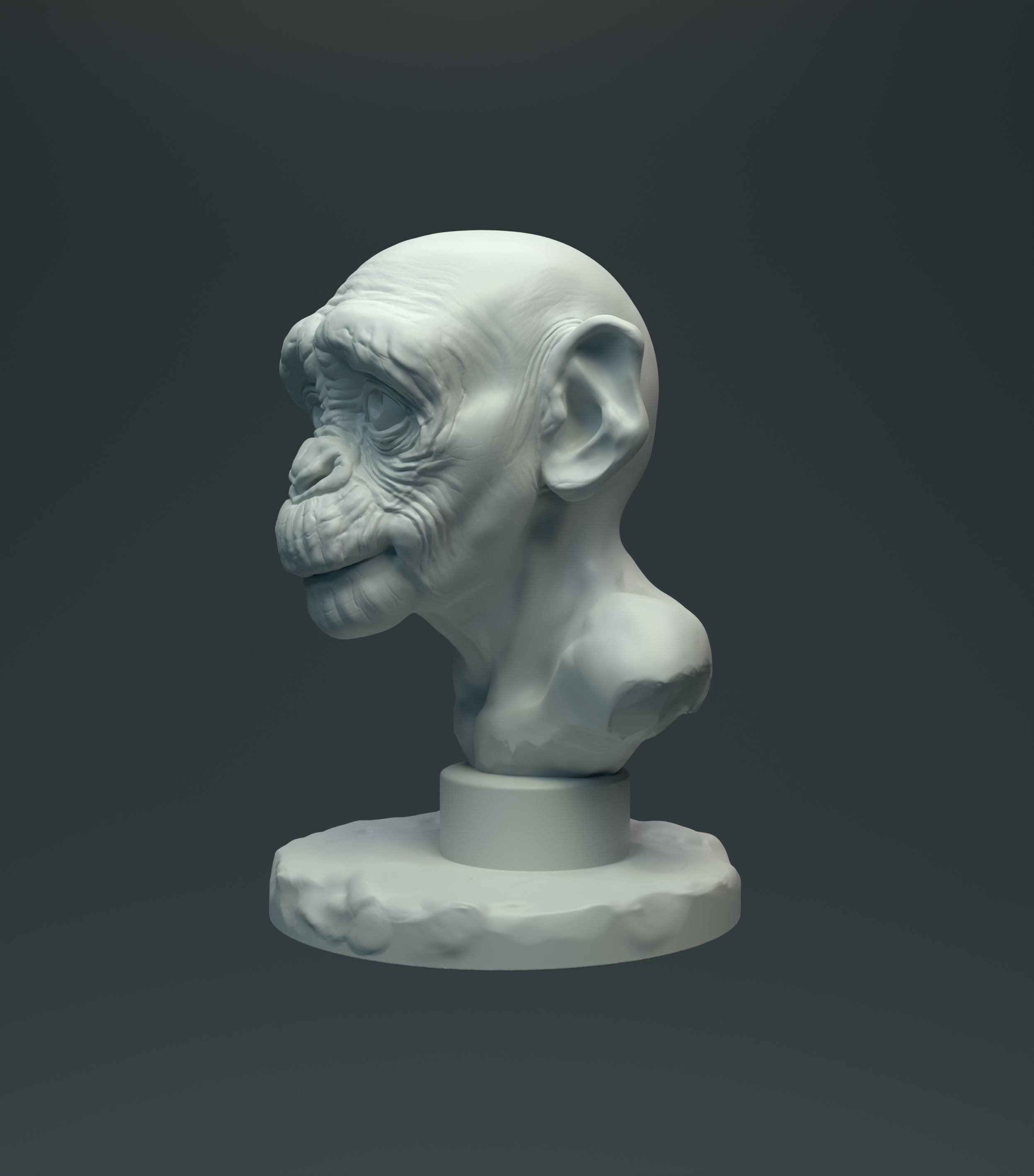 Baby Chimp Bust for 3D printing 3D print model_3