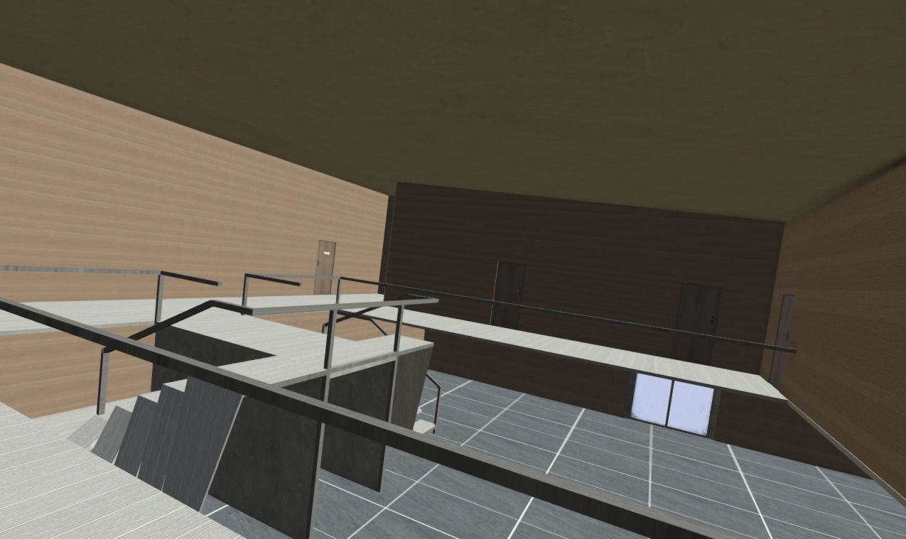 Tribunal house with two windows and roof Low-poly 3D model_1