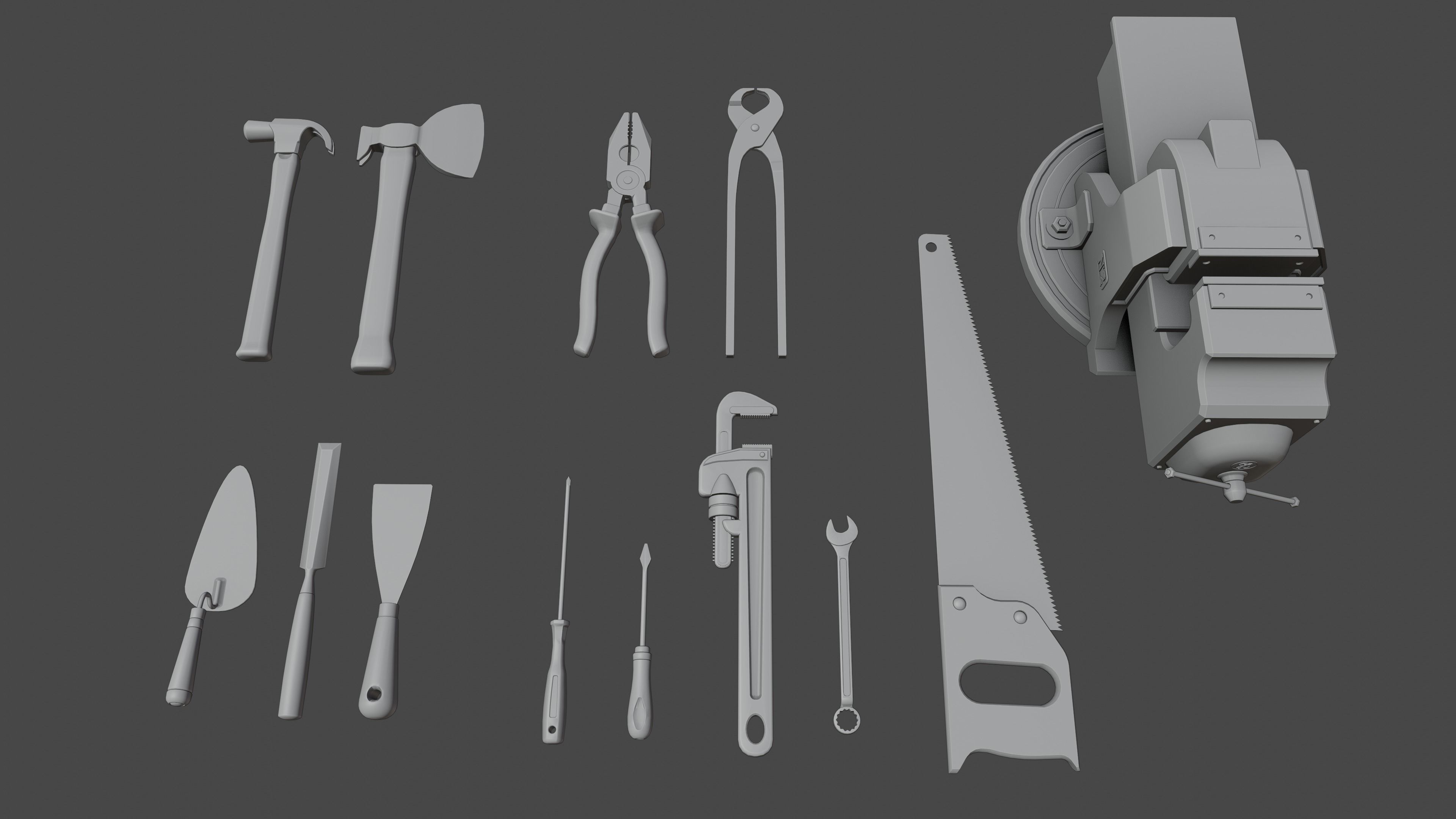 tools with render scene Low-poly 3D model_19