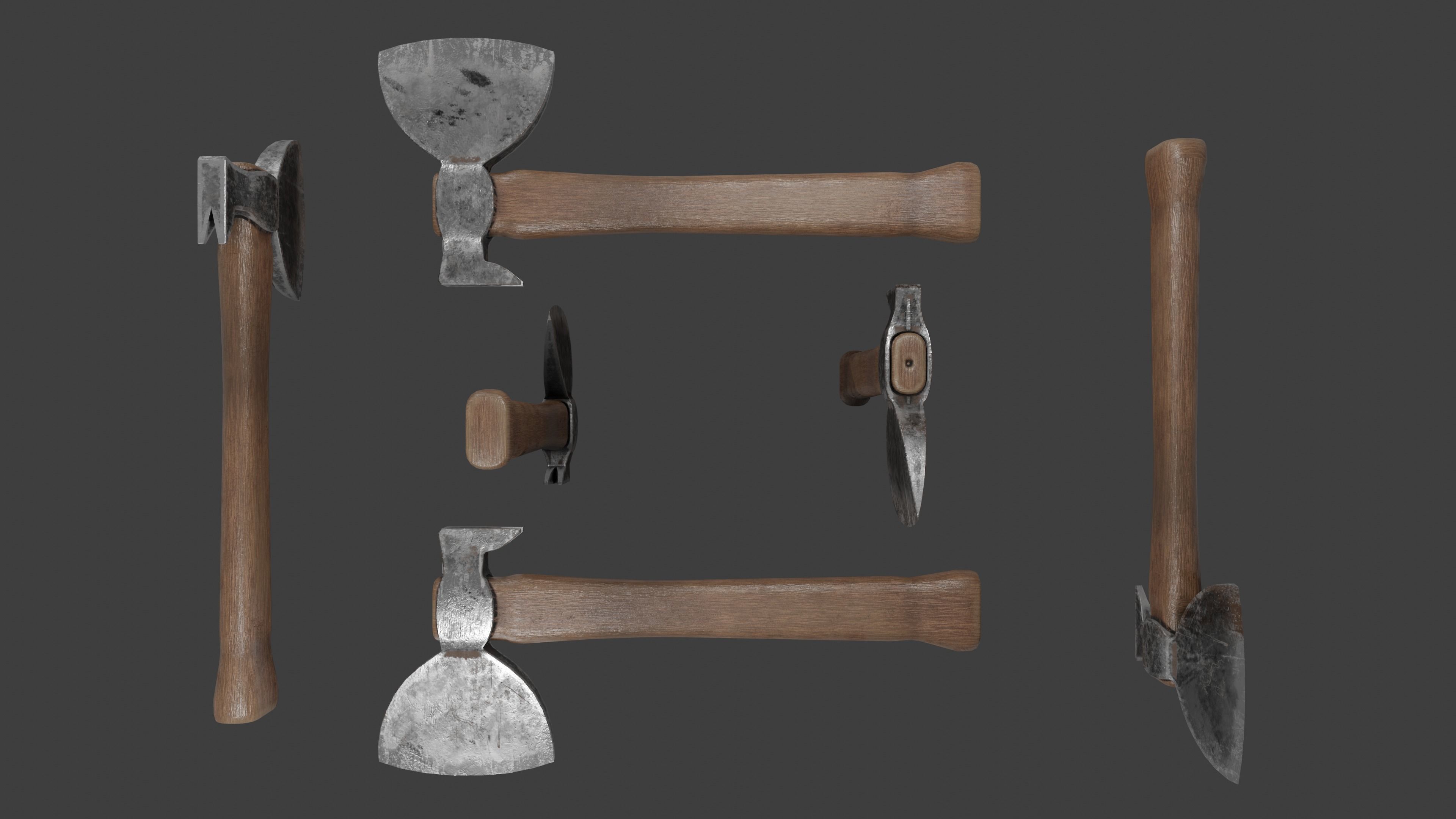 tools with render scene Low-poly 3D model_9