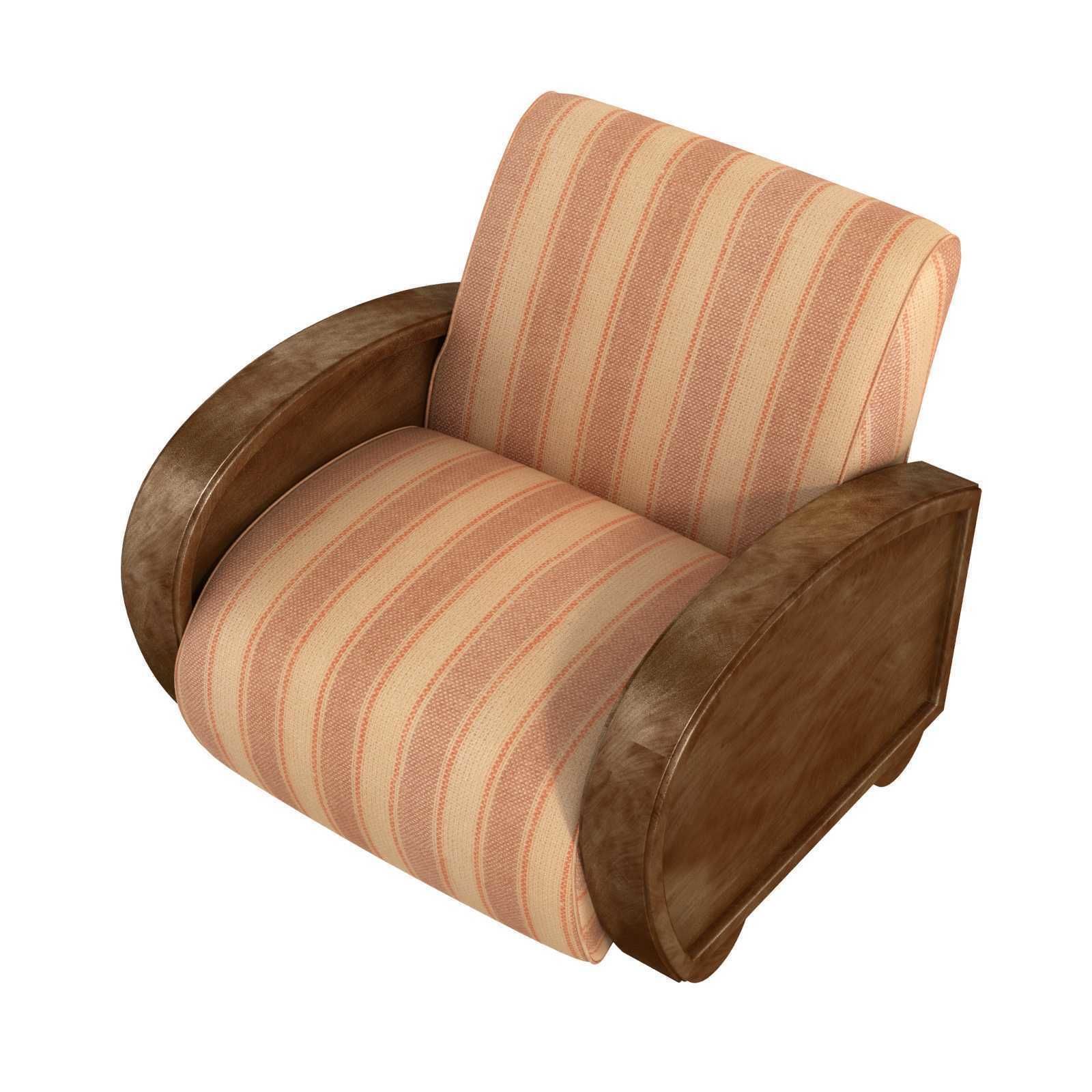 Custom made lounge chair with rounded wood arms 3D model_1