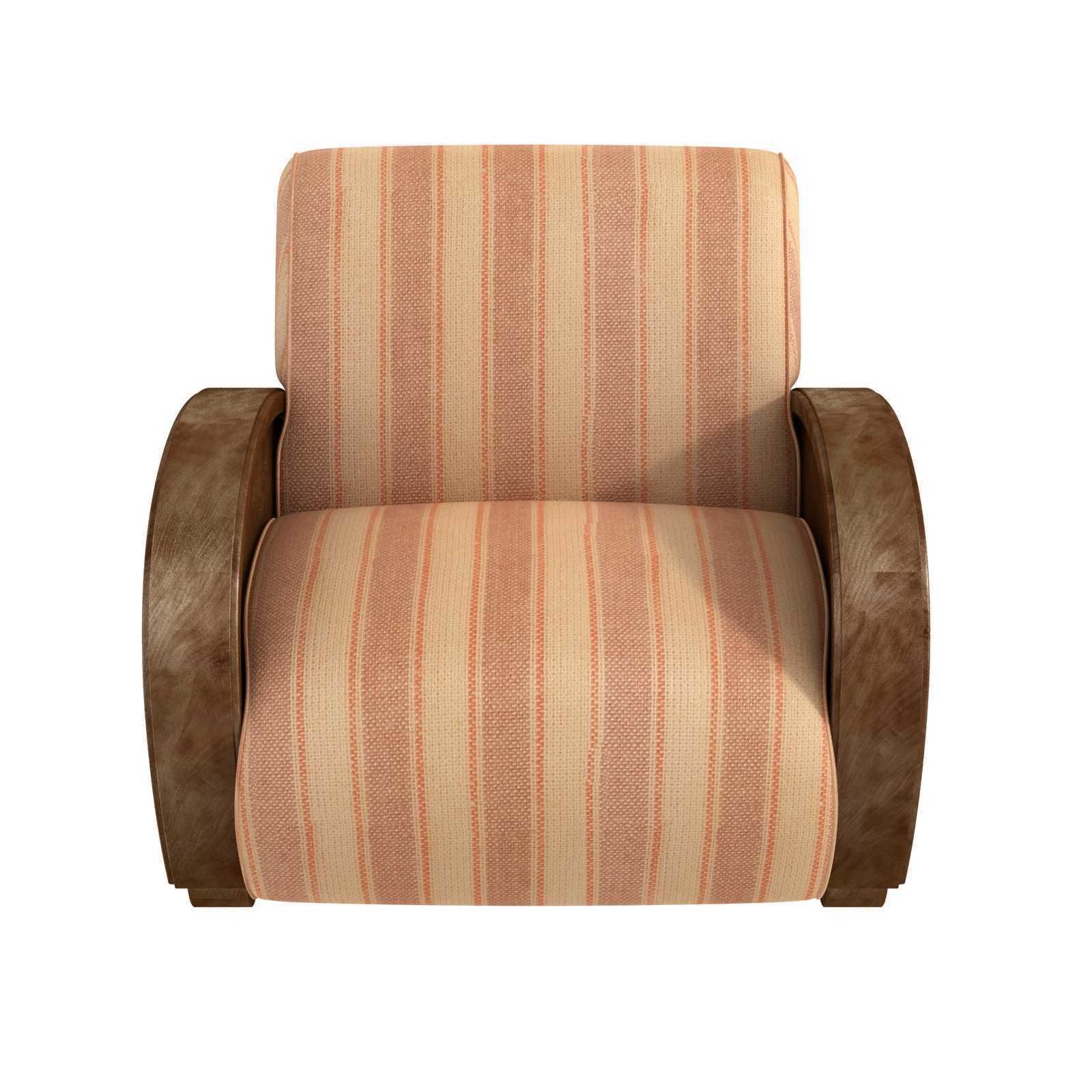 Custom made lounge chair with rounded wood arms 3D model_5