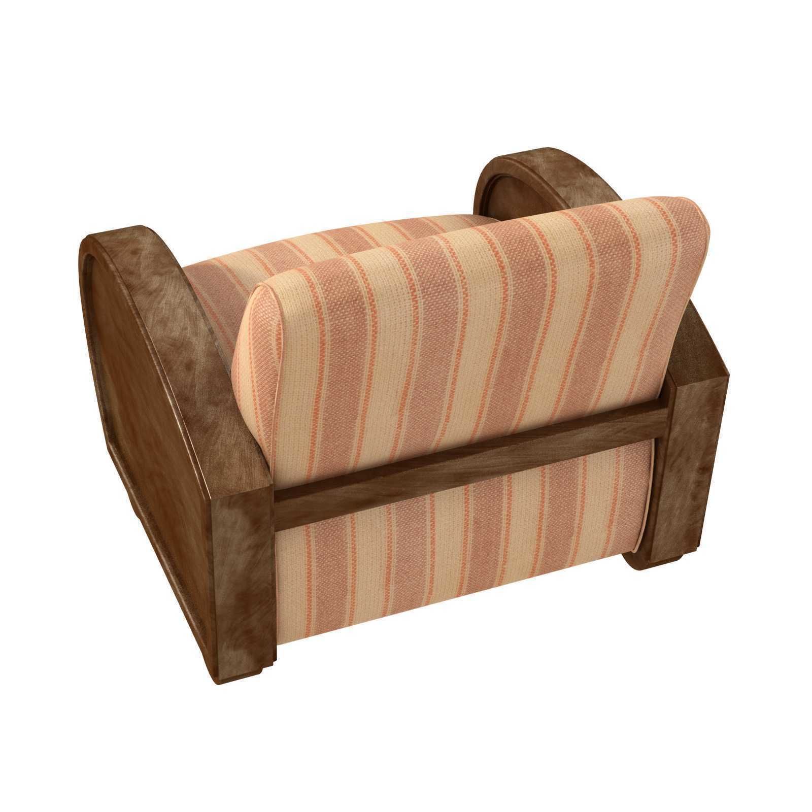 Custom made lounge chair with rounded wood arms 3D model_4