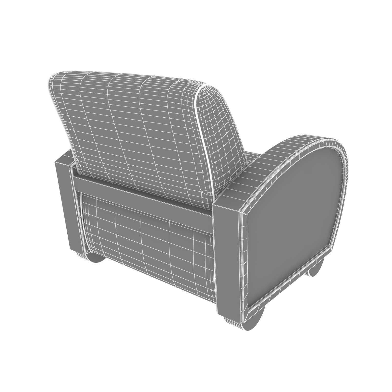 Custom made lounge chair with rounded wood arms 3D model_9