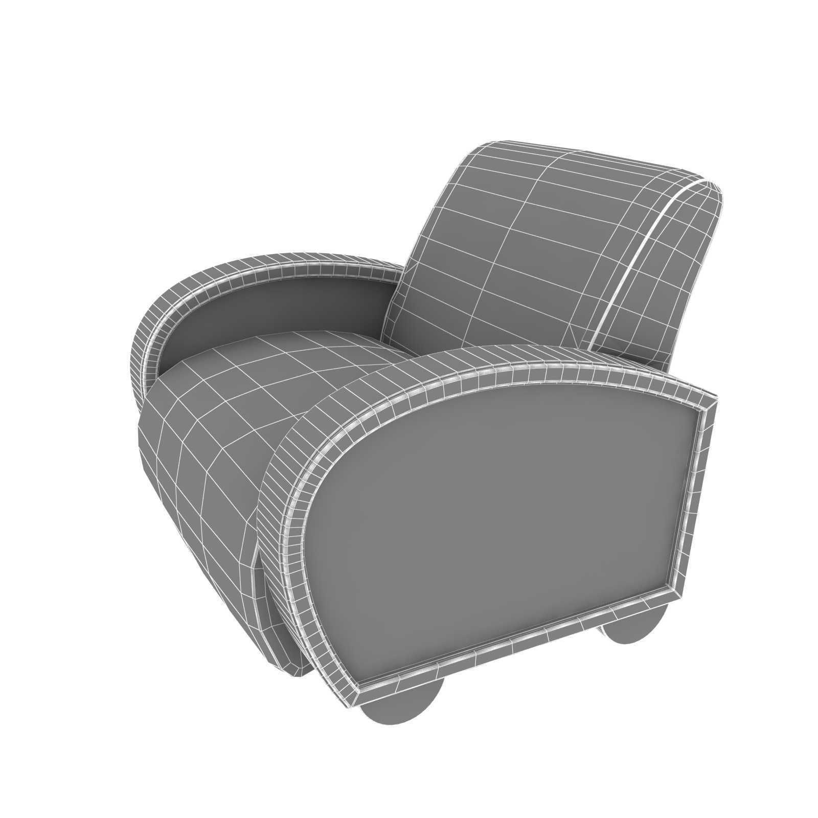 Custom made lounge chair with rounded wood arms 3D model_6