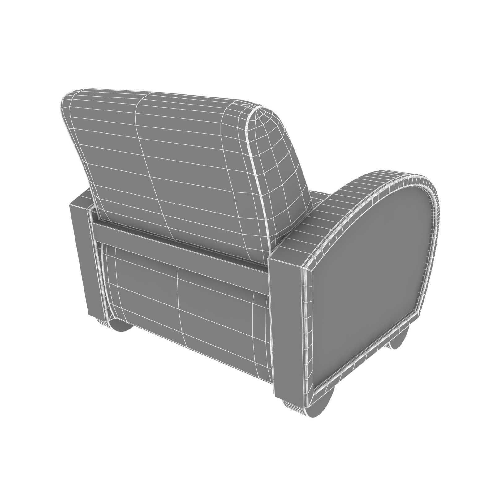 Custom made lounge chair with rounded wood arms 3D model_8