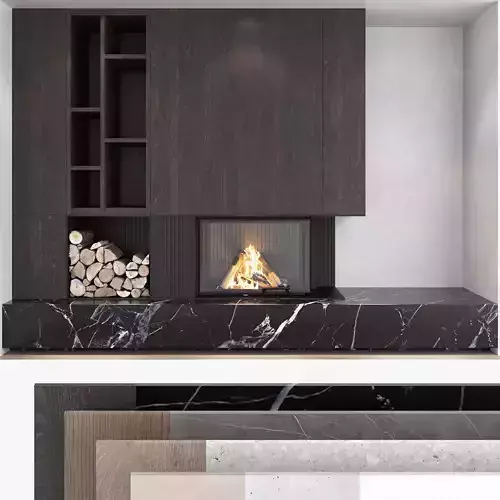 Fireplace and Firewood set 05 3D model