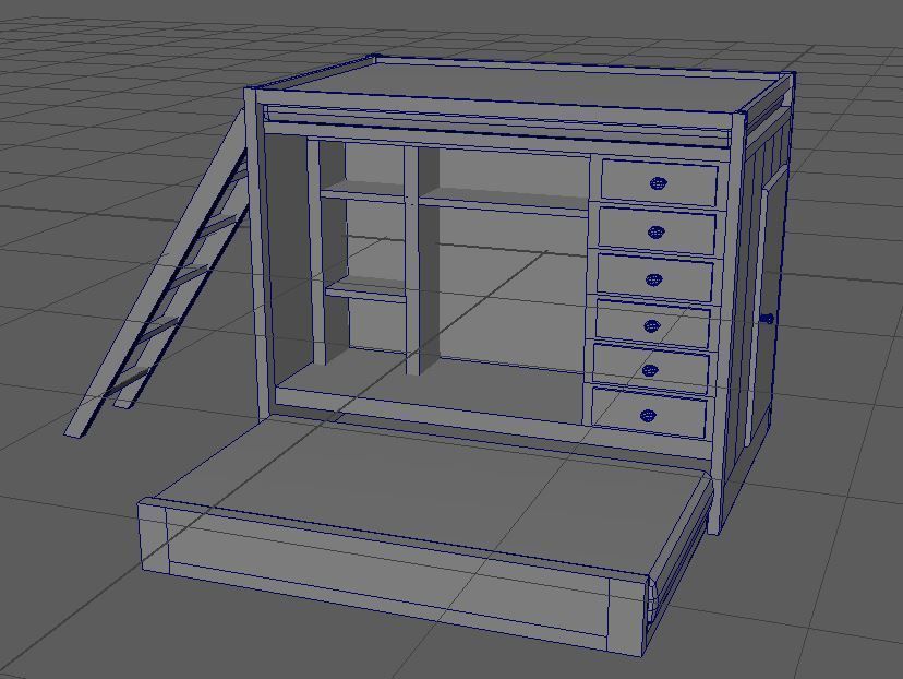 Wooden Bunk Bed Free low-poly 3D model_5
