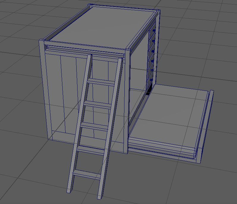 Wooden Bunk Bed Free low-poly 3D model_7
