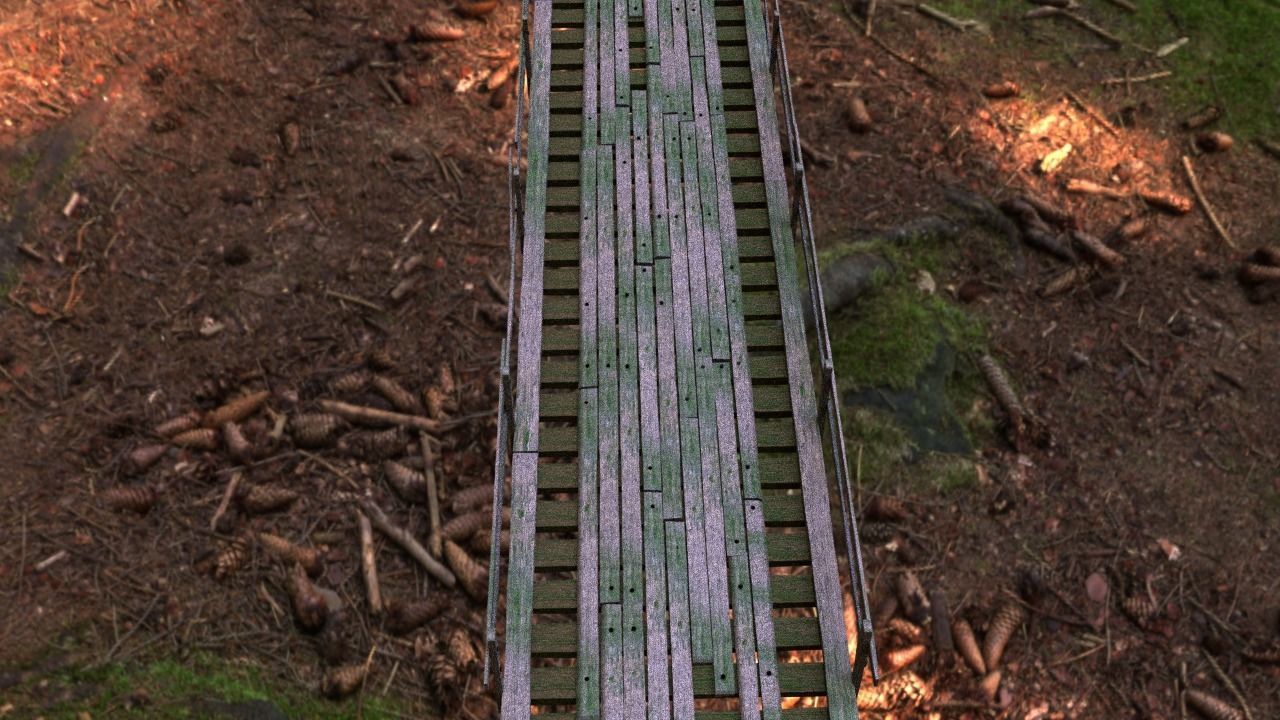 Narrow Wooden Bridge Free 3D model_4