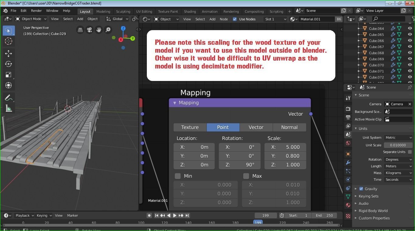 Narrow Wooden Bridge Free 3D model_2