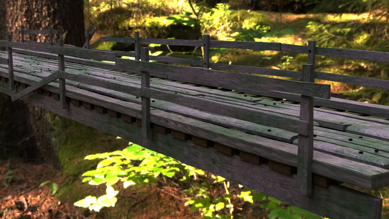 Narrow Wooden Bridge Free 3D model_0