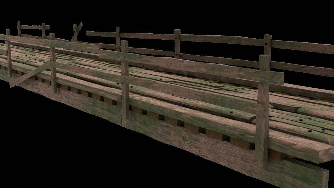 Narrow Wooden Bridge Free 3D model_1