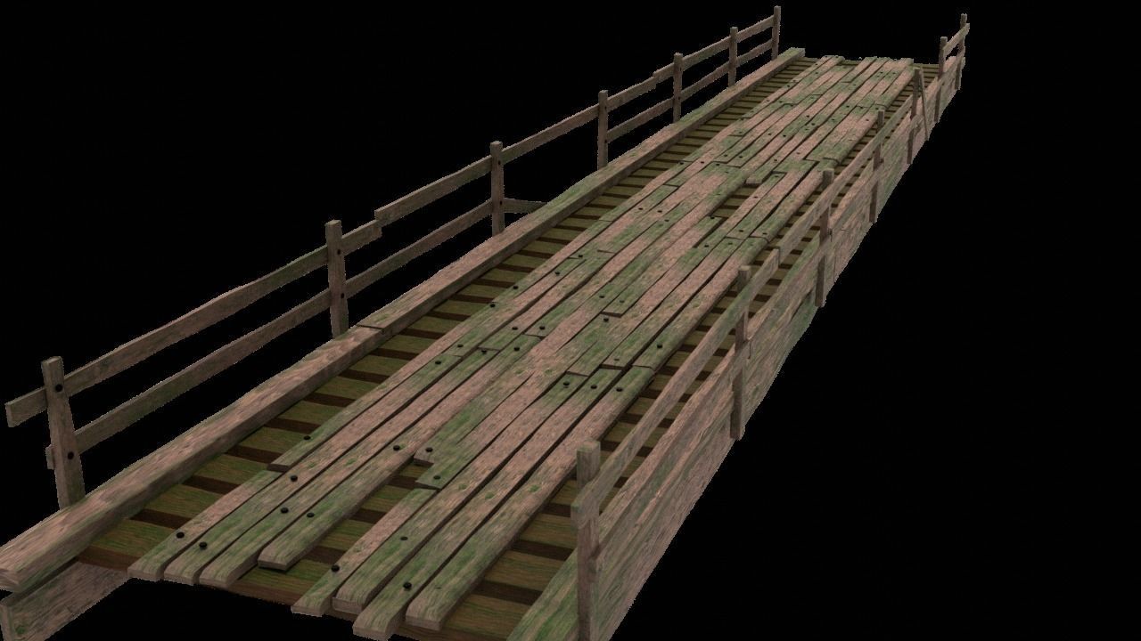 Narrow Wooden Bridge Free 3D model_3