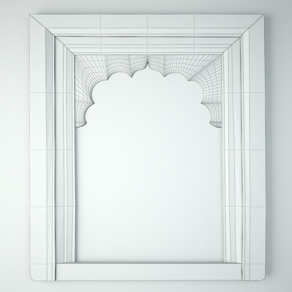 Antique Raja Window Mirror 3D model_2