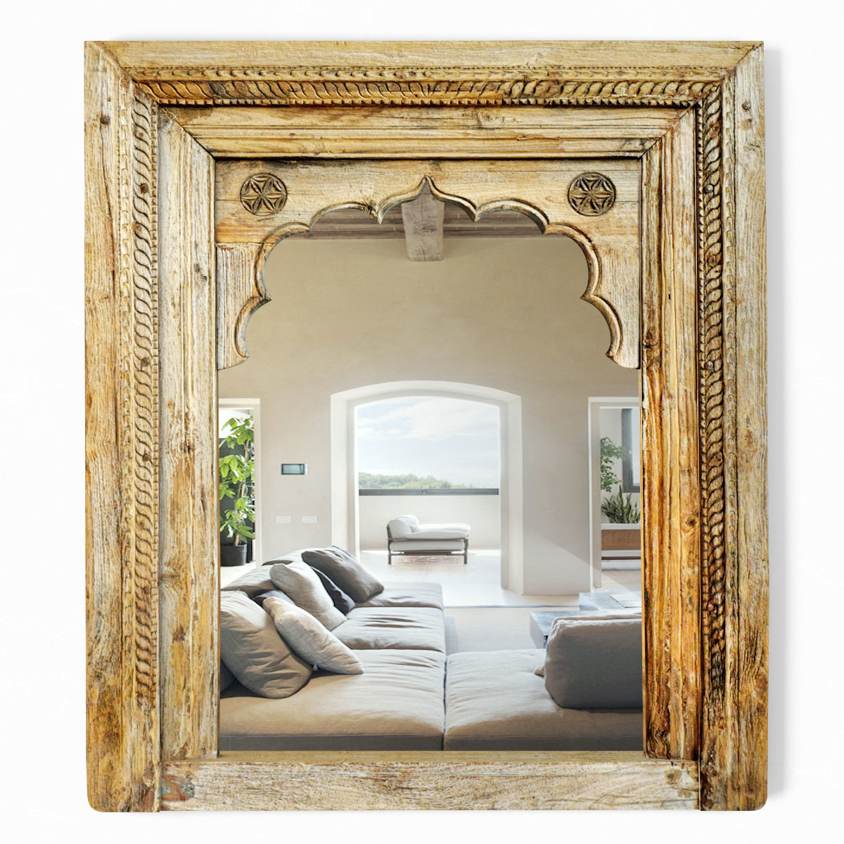 Antique Raja Window Mirror 3D model_1