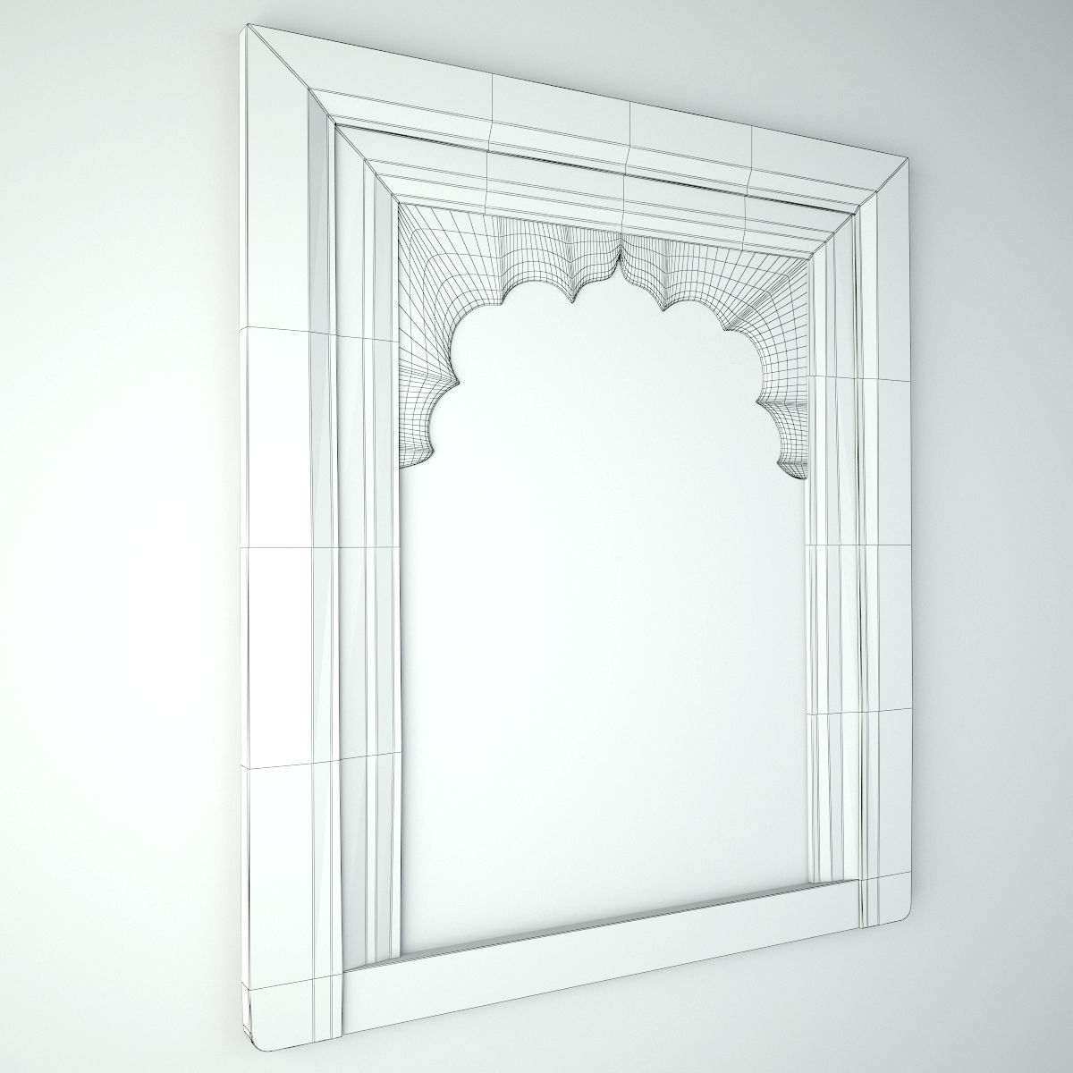 Antique Raja Window Mirror 3D model_4
