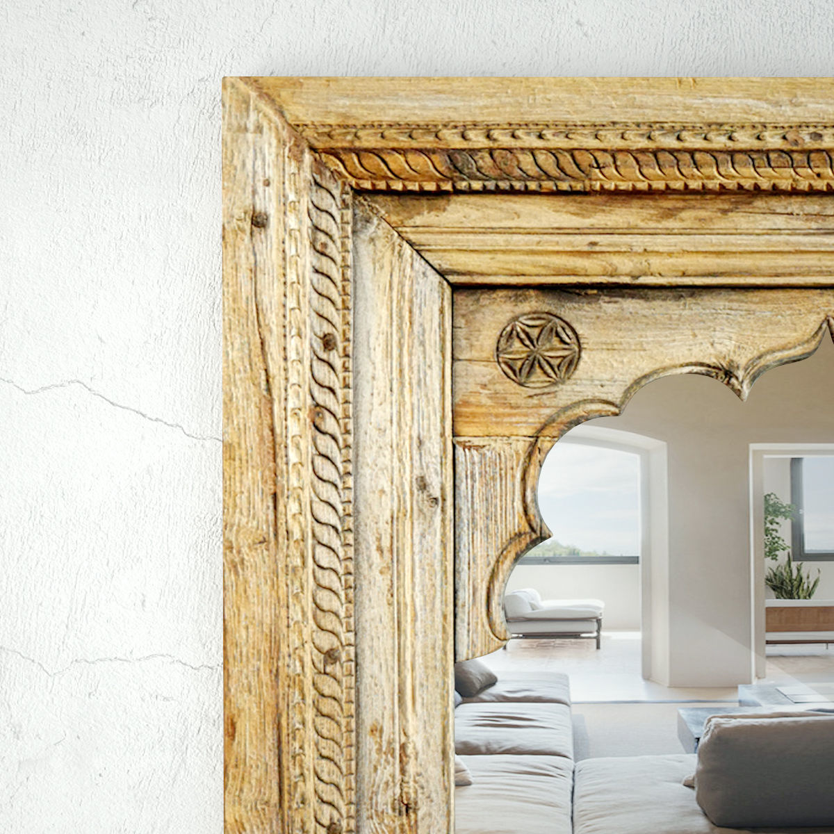 Antique Raja Window Mirror 3D model_5