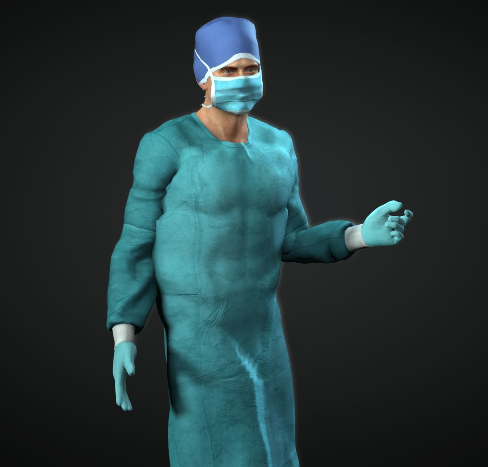 Doctor Surgeon Low-poly 3D model_5