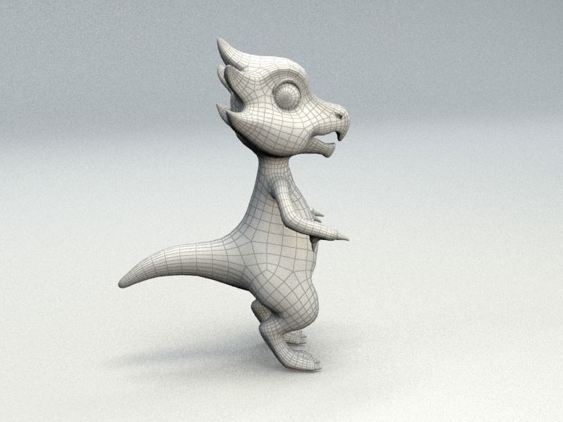 cartoon ruby dragon Low-poly 3D model_9